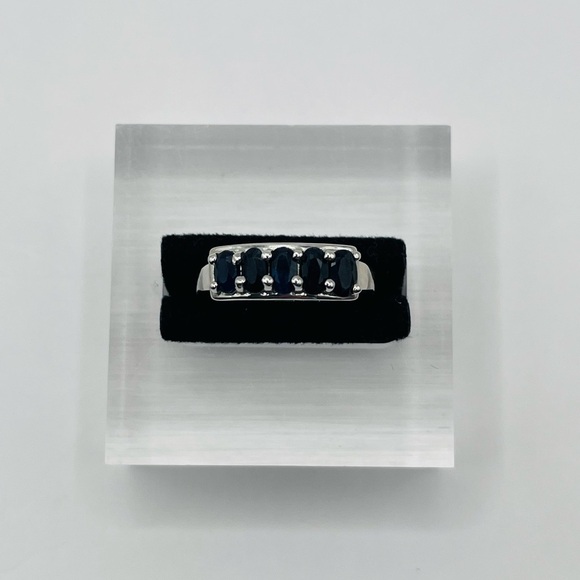 Natural Blue Sapphire Sterling Silver Ring - Picture 2 of 13